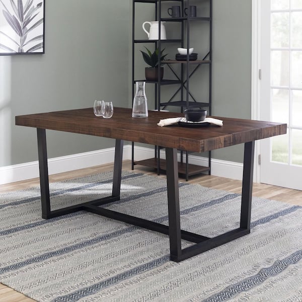 5-Piece Meridian Mahogany/Black Farmhouse Dining Set Seats 4
