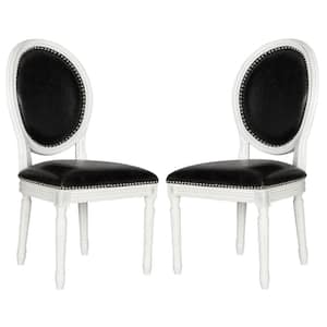 Holloway Oval Bicast Leather Chair in Black and Cream Finish (2-Pack)