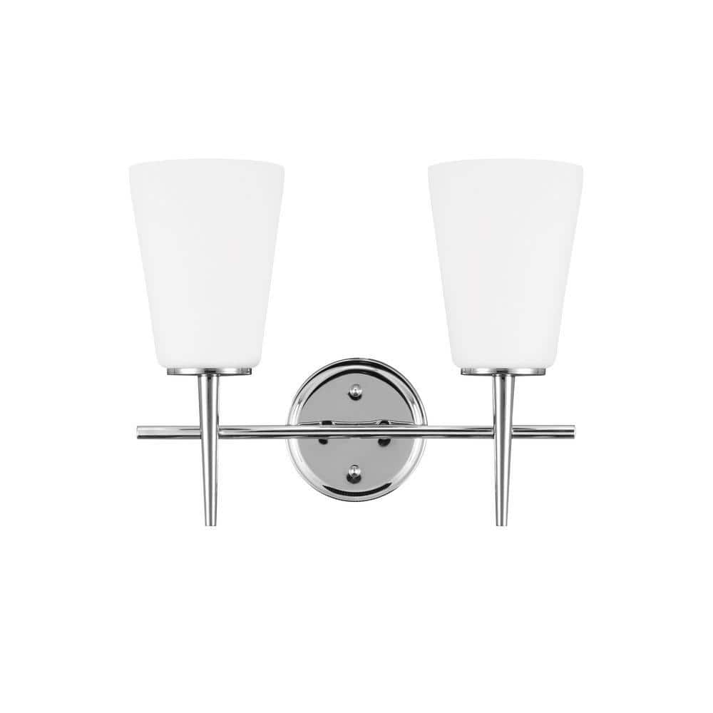 Sleek Chrome Dual Light Vanity with Etched Opal Shades