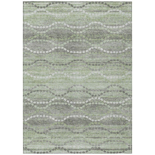 Chantille Machine Washable Indoor/Outdoor Abstract ACN2030 Green 8 ft. x 10 ft. Area Rug