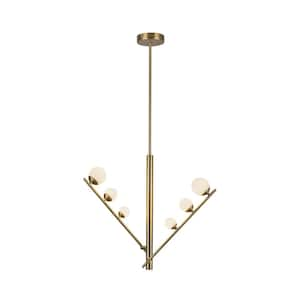 Juniper 2 Head 1 Light Brushed Gold/Opal Glass Integrated LED Pendant Light