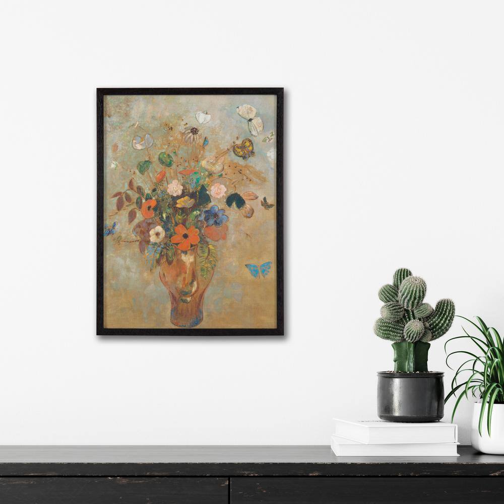 Odilon Redon 12" x 16" Black Framed Still Life with Flowers Print