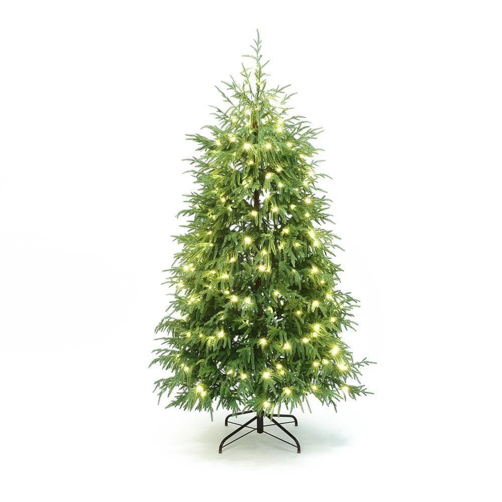 LuxenHome 6 ft. PreLit Green Full Cedar Artificial Christmas Tree