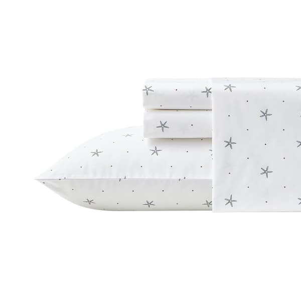 Star Spangled Coastal 4-Piece Blue Percale Cotton Full Sheet Set