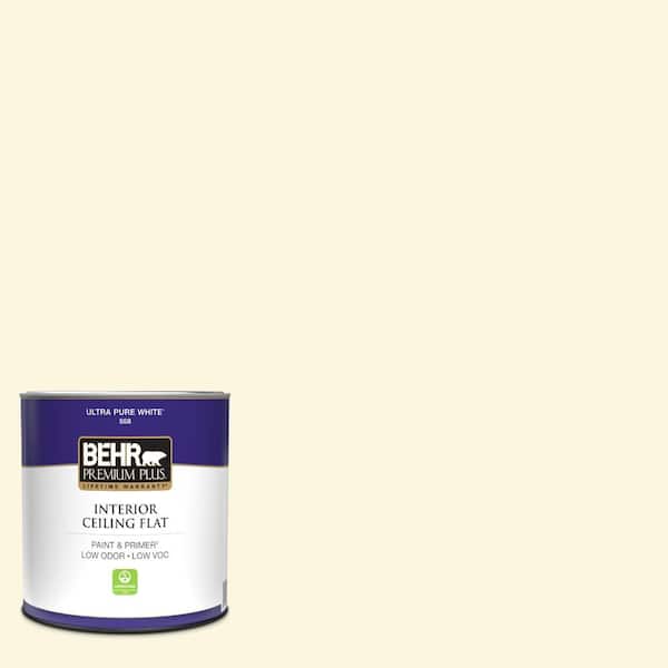 1 qt. #P300-1 Lemon White Ceiling Flat Interior Paint