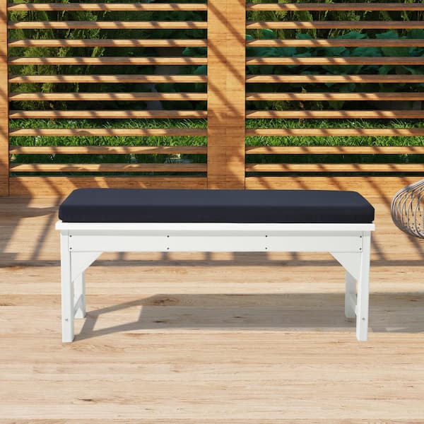 FadingFree Navy Blue Rectangle Outdoor Patio Bench Cushion 54 in. x 18.5 in. x 2.5 in.