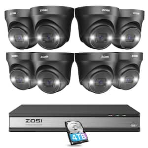 4K Ultra HD 16-Channel 8MP POE 4TB NVR Security Camera System with 8 Wired Spotlight Cameras, Starlight Night Vision