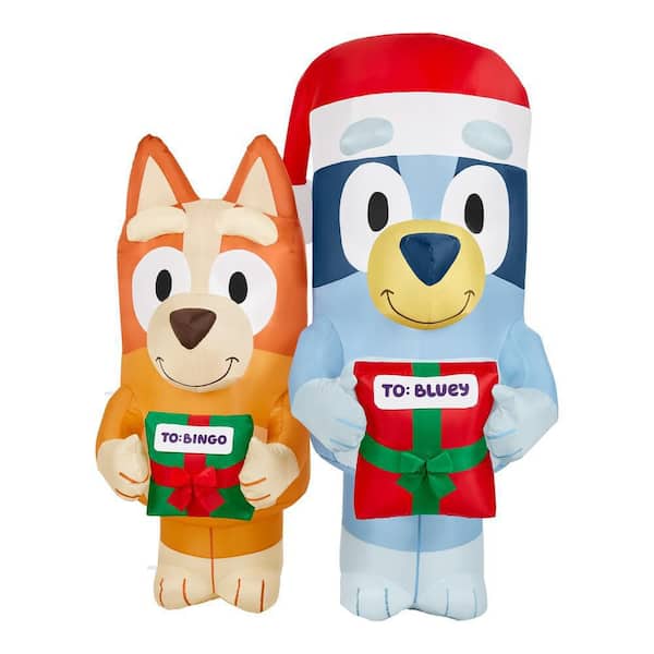 5 ft LED Bluey and Bingo with Christmas Stockings