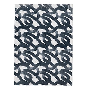Mona Faux Rabbit Black & white 8x10 Area rug