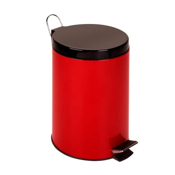 Honey-Can-Do 12 l Red Round Metal Step-On Touchless Trash Can