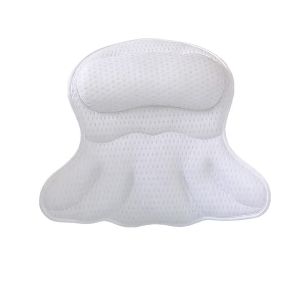 1-Pack Luxury Bath Pillow Suction Cup Bathtub Pillow with 6 Suction Cups, Bath Accessories Spa Gifts for Women, in White