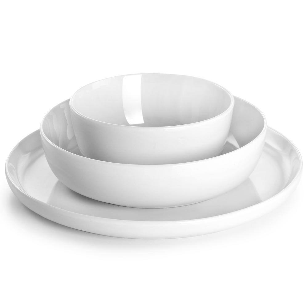 Avisala 12-Piece White Ceramic Dinnerware Set for Four