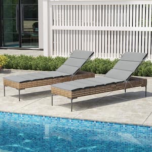 19 in. x 72 in. 1-Piece CushionGuard Deep Seating Outdoor Chaise Lounge Cushion in Gray