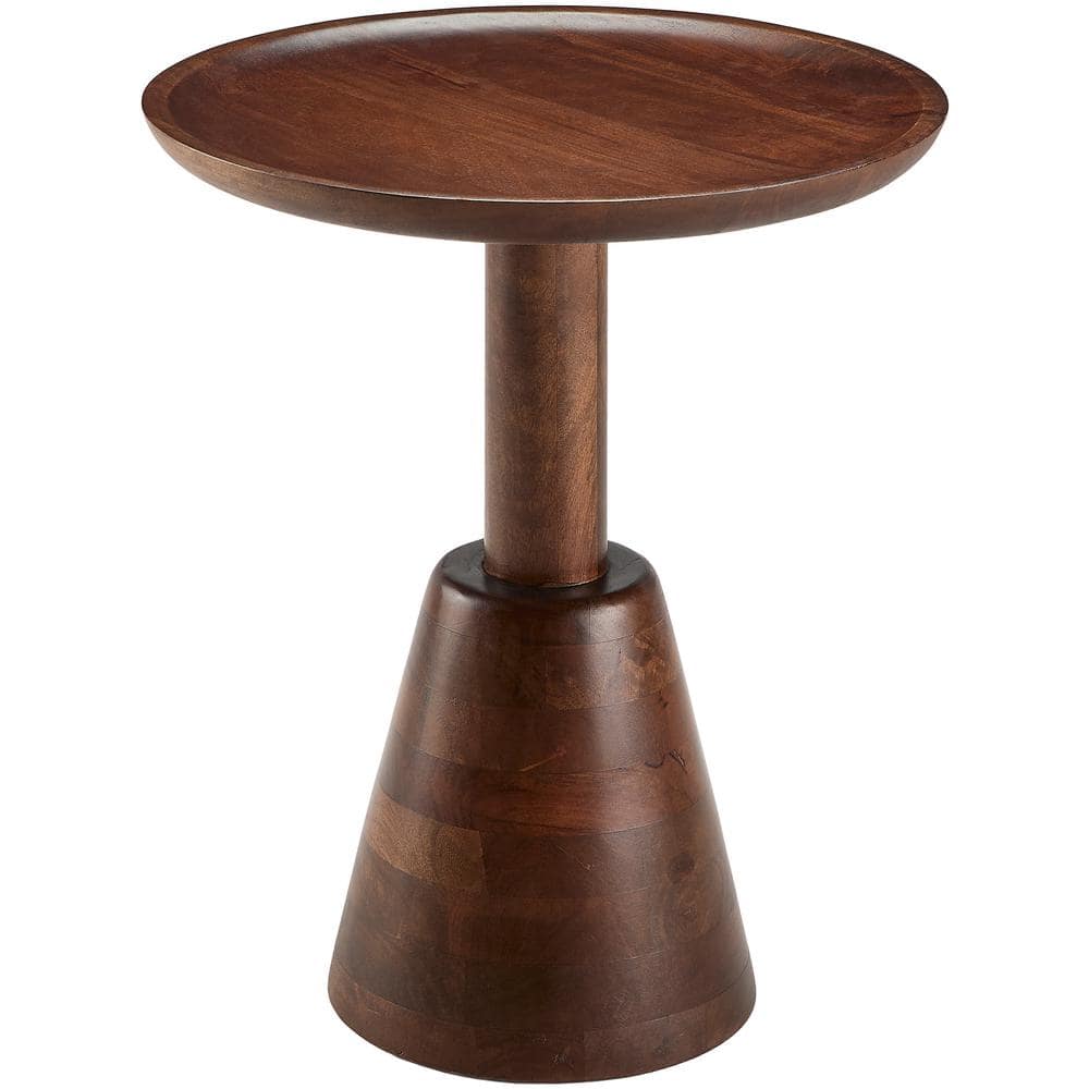 Neville Round Dark Brown Mango Wood End Table