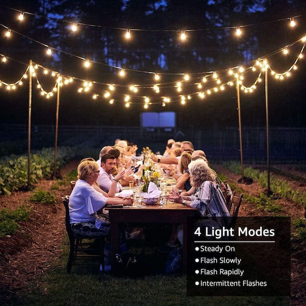Bieuoram 25-Light 50 ft. Outdoor Solar LED G40 Integrated LED