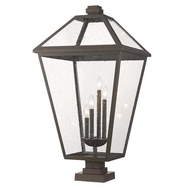 Unbranded Talbot 36 .75 in. 4-Light Bronze Metal Hardwired Outdoor Weather Resistant Pier Mount Light with No Bulb in.cluded