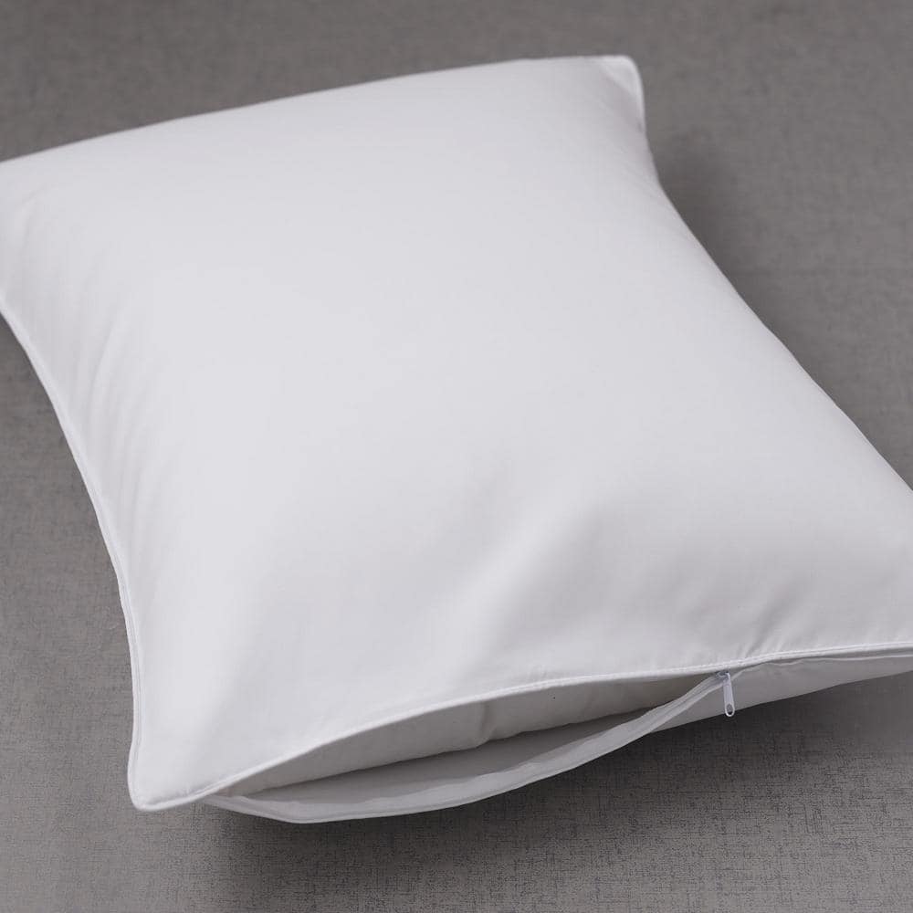 Standard White Cotton Polyester Hypoallergenic Pillow Protector