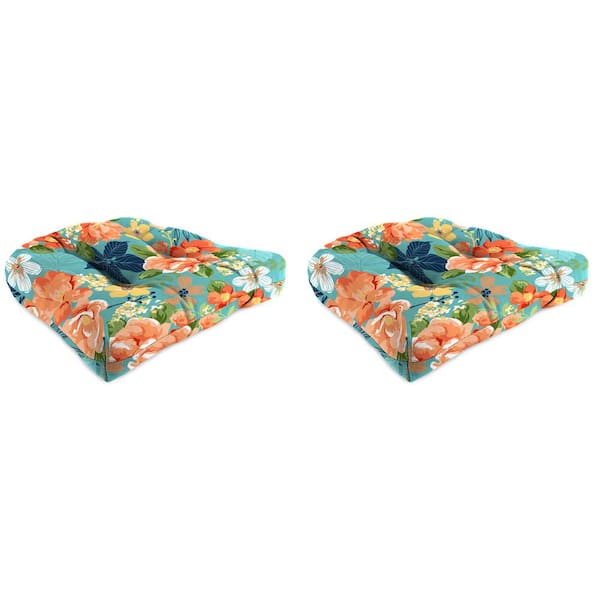Jordan Manufacturing 18 in. L x 18 in. W x 4 in. T Tufted Outdoor Wicker Seat Cushion in Senorita Pelican (2-Pack)
