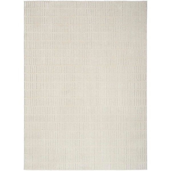 Nourison Cozy Modern Ivory Grey 7 ft. x 9 ft. Linear Contemporary Area Rug