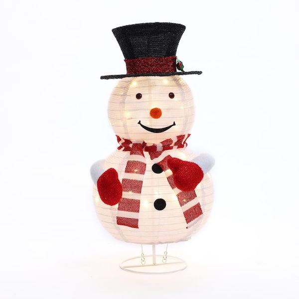 LuxenHome 30 in. H Indoor and Outdoor Snowman Globe Christmas Holiday Decoration with Lights