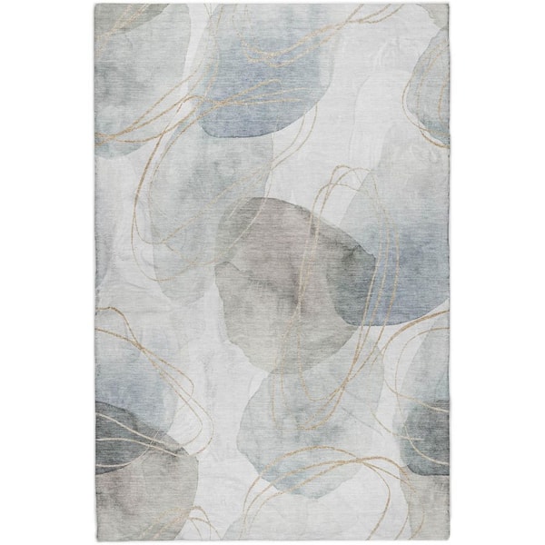 Dream Shag Premium Machine Washable Abstract ADS544 Ivory 5 ft. x 7 ft. 6 in. Area Rug