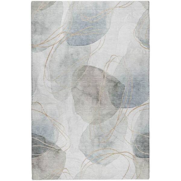 Dream Shag Premium Machine Washable Abstract ADS544 Ivory 8 ft. x 10 ft. Area Rug