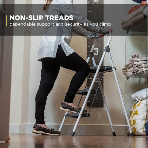 Gorilla Ladders - 3-Step Compact Steel Step Stool with 225 lb. Load Capacity Type II Duty Rating (8ft. Reach Height)