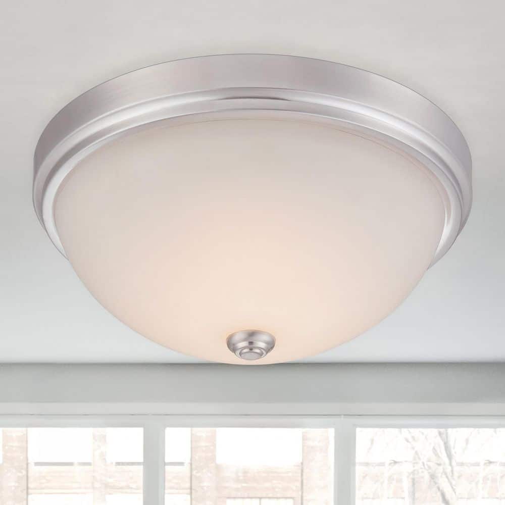 Hopkins 13.25 in. Modern Satin Platinum Dimmable Integrated LED Flush Mount for Kitchens price history on PriceWatchPro