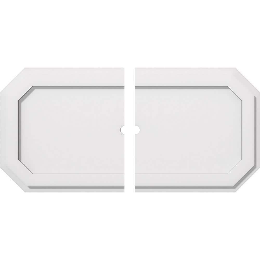White PVC Contemporary Two-Piece Ceiling Medallion, 28" x 14"