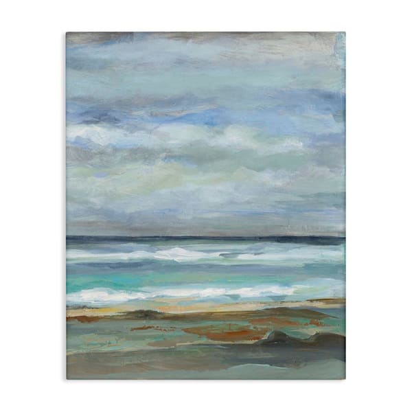 Double Wave Seashore by Silvia Vassileva Unframed Coastal Graphic Art Print 40 in. x 30 in.