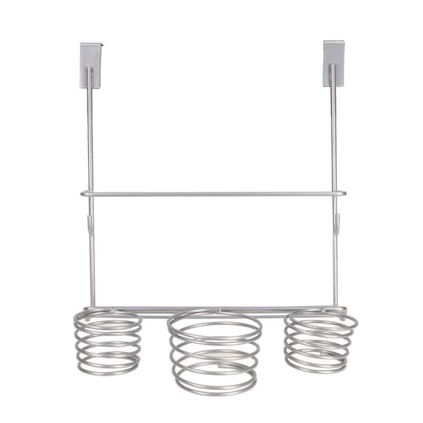 Home Basics Over the Cabinet Hairdryer Holder in Silver