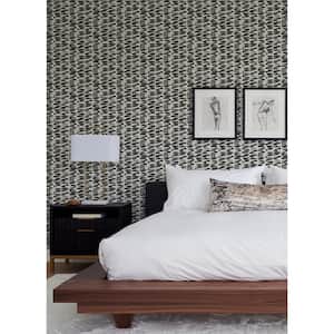 Myrtle Black Abstract Stripe Textured Non Woven Wallpaper Roll