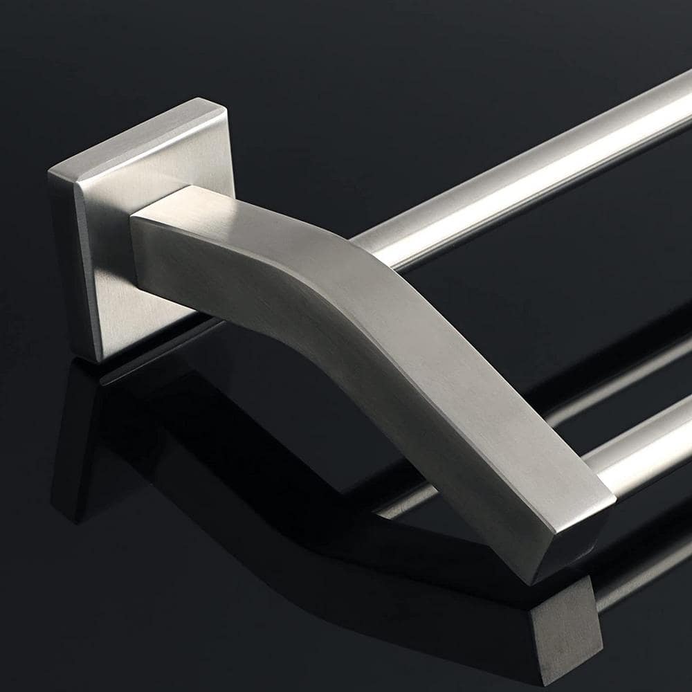 Brushed Nickel 33-Inch Double Wall Mounted Towel Rack