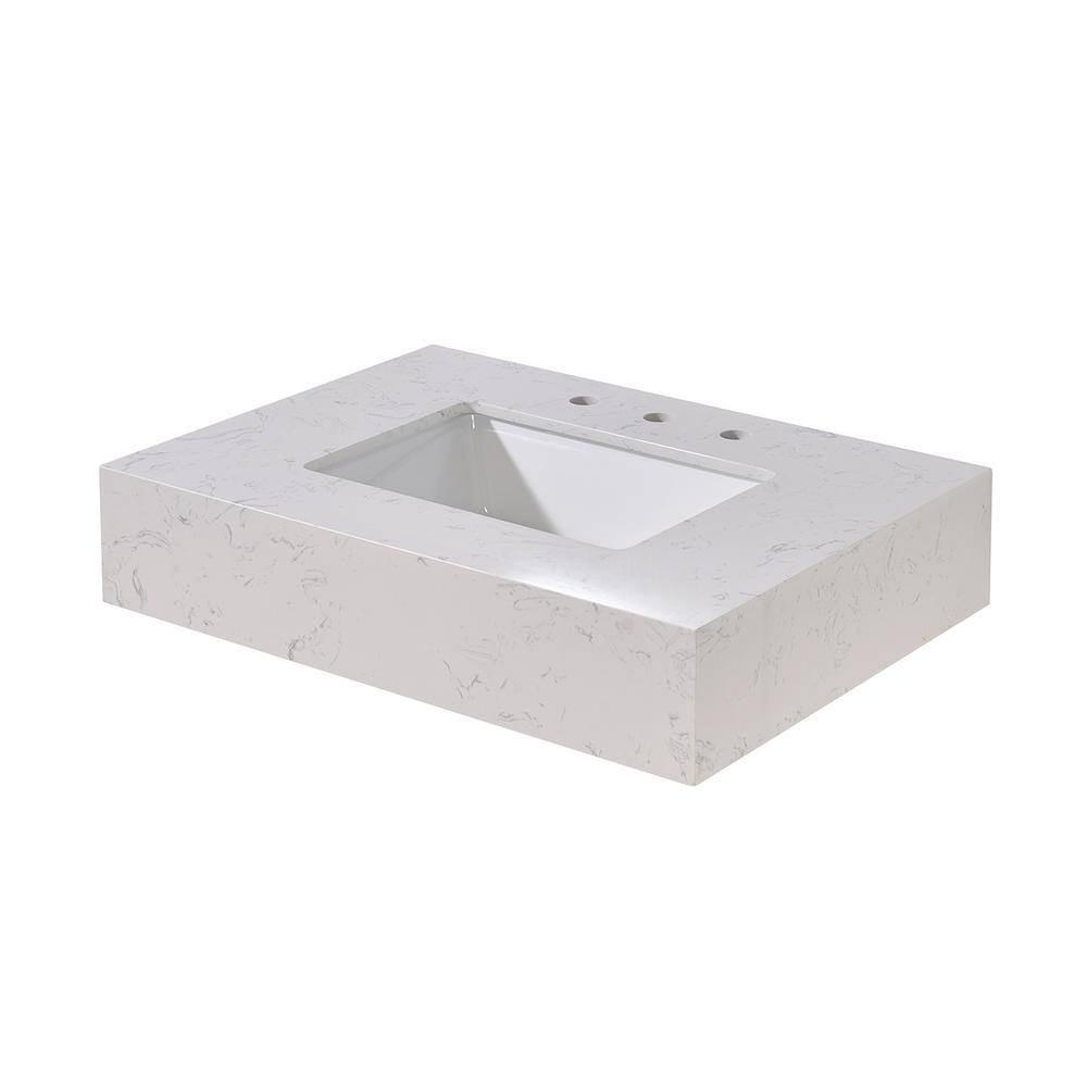 30" White Ceramic Vanity Top with Sink