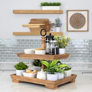 Farmhouse Rectangle 2-Tiered Decorative Tray Stand