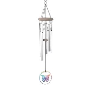 Signature Collection Habitats Chime 22 in. Glass Butterfly Wind Chimes Habitats Outdoor Patio Home Garden Decor HCGLB