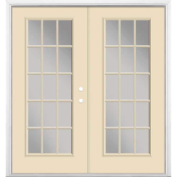 Masonite 72 in. x 80 in. Golden Haystack Steel Prehung Left-Hand Inswing 15-Lite Clear Glass Patio Door with Brickmold