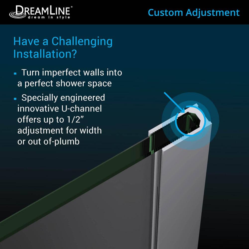 Unidoor Plus 61" Frameless Clear Glass Hinged Shower Door