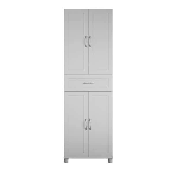 SystemBuild Evolution Lory Framed Storage Cabinet with Drawer, Dove Gray (75 in. H x 23.5 in. W x 15.4 in. D)