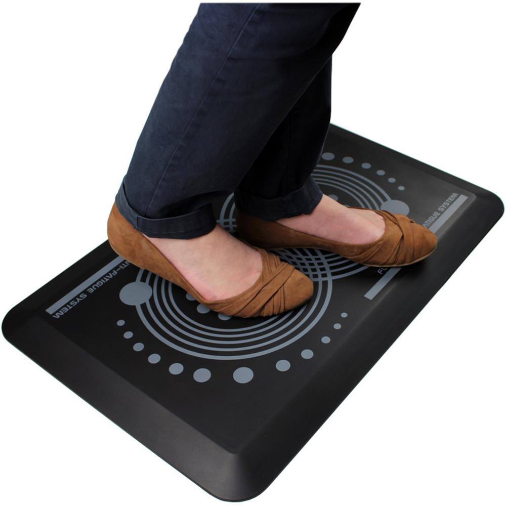 Floortex AFS-TEX 2000 Black 16 in. x 24 in. Indoor Active Anti-Fatigue ...