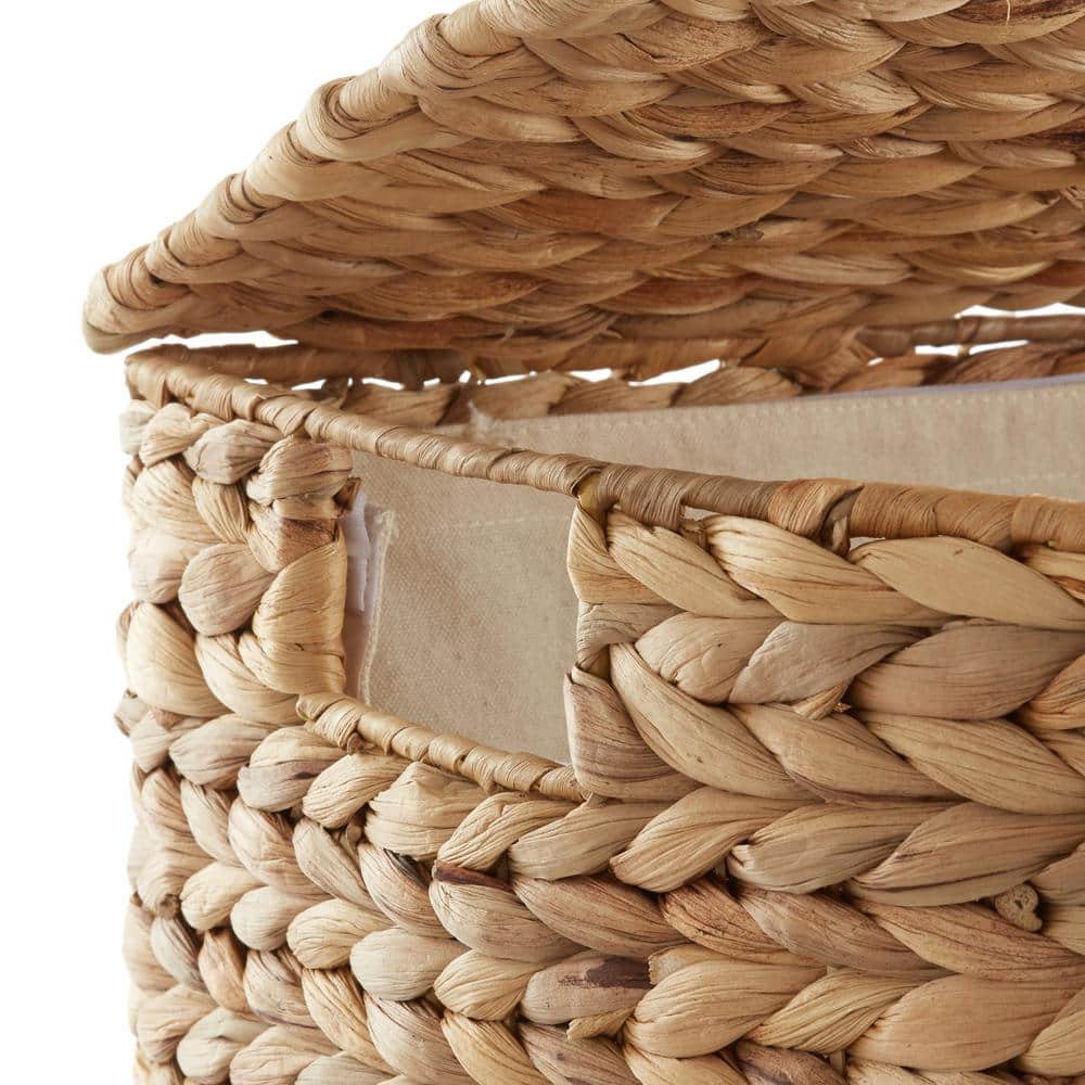 Natural Wicker Half-Moon Laundry Hamper with Lid