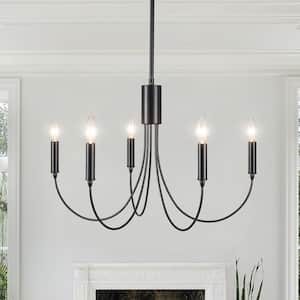 23.62 in. 5-Light Black Classic Chandelier for Kitchen Living Room with No Bulbs Included