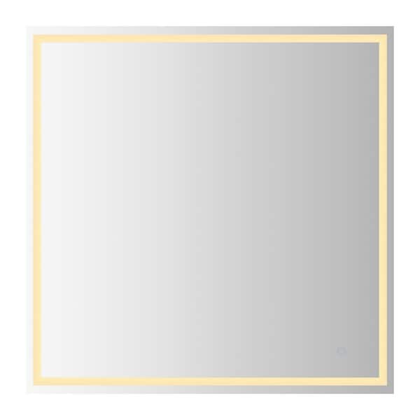 Pax 38 in. W x 38 in. H Large Square Frameless Antifog Front/Back-Lit Wall Bathroom Vanity Mirror with Smart Touch