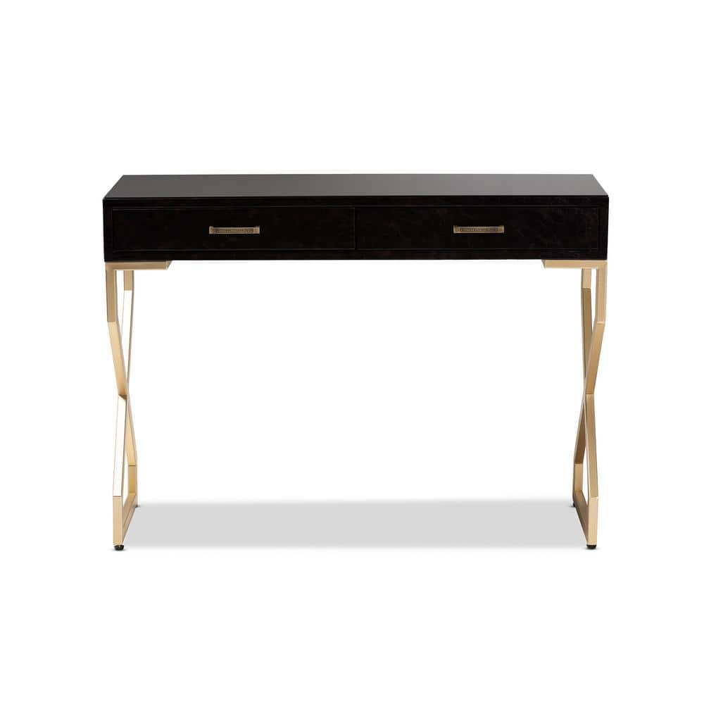 Brown desk with on sale gold legs