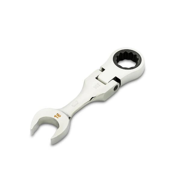 GEARWRENCH 18 mm 90-Tooth 12 Point Stubby Flex Ratcheting Combination Wrench