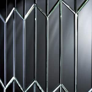 Blue Diamond Graphite Blue Beveled Chevron 3.75 in. x 11.75 in. Glass Mirror DecorativeWall Tile (0.9 sq. ft./Pack)