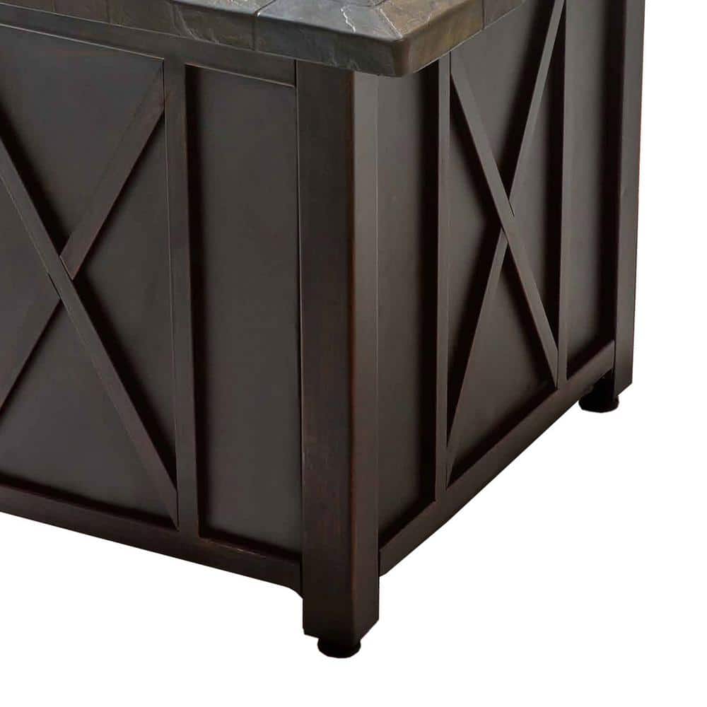 30-Inch Black Steel Propane Fire Pit Table with Fire Glass