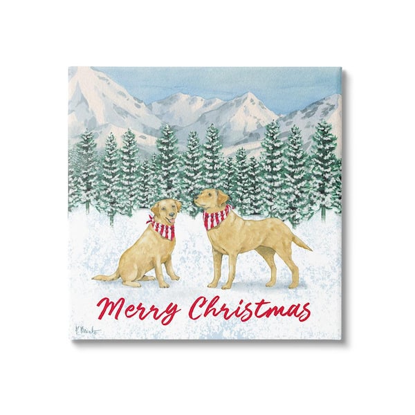 Stupell Industries Merry Christmas Dogs by Paul Brent 1-Piece Unframed Graphic Print Animal Poster Art Print 17 in. x 17 in.