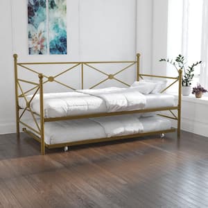 Luis Twin Metal Daybed and Twin Trundle, Gold