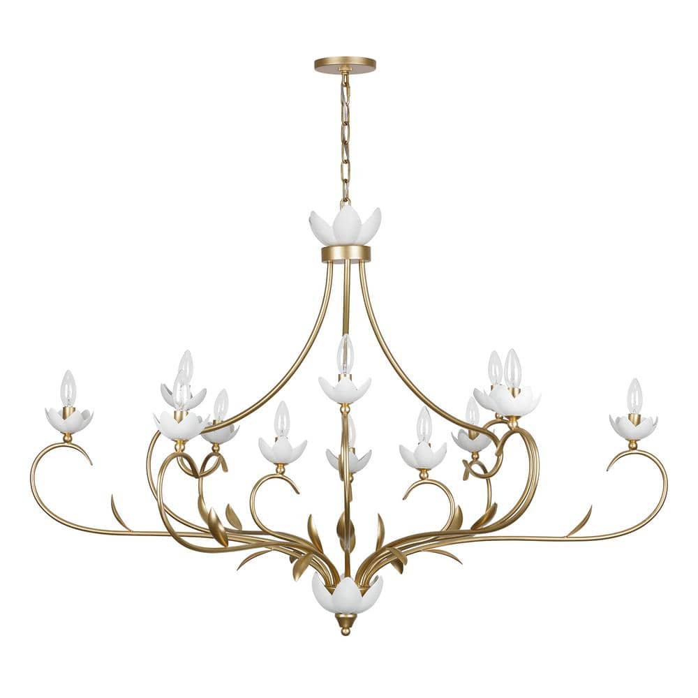 Muse 12-Light French Gold and White Cashmere Chandelier